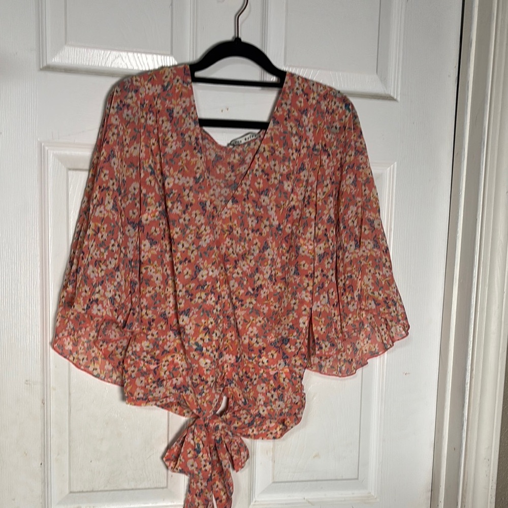 Haute Monde Floral Blouse - Pink and Orange
